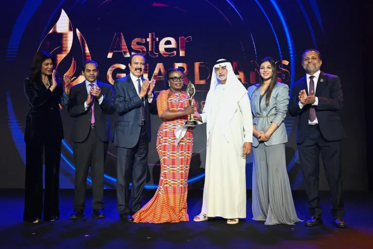 HE Sheikh Nahyan bin Mabarak Al Nahyan awards Nurse Naomi Oyoe Ohene Oti from Ghana the winner of Aster Guardians Global Nursing Award 2025 worth USD 250,000